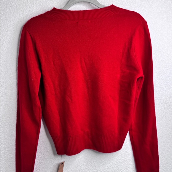 NWT $168 Reformation Dana Cashmere Crew Cherry Red Sweater - Picture 7 of 11
